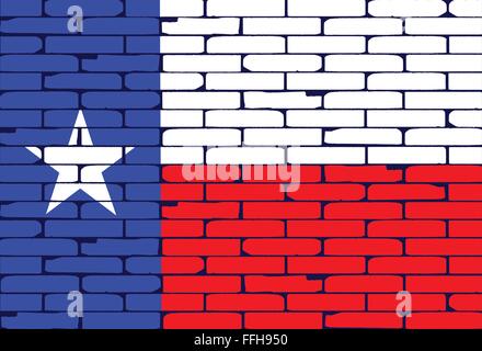 Le drapeau Texan peint sur un mur en brique en arrière-plan Illustration de Vecteur