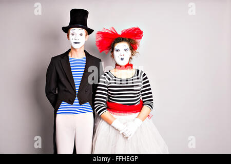 Deux mimes l'homme et de la femme. April Fool's Day concept Banque D'Images