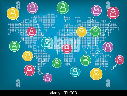 Réseau mondial de collaboration à l'intérieur personnel connecté. Illustration de Vecteur