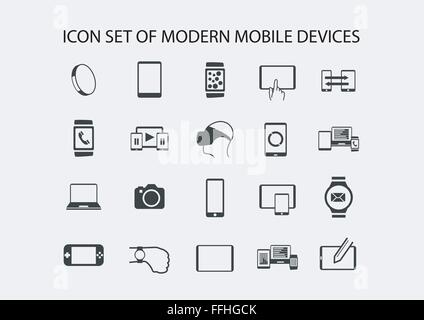 Vector icon set pour les appareils mobiles tels que les téléphones intelligents, tablettes, smart watch Illustration de Vecteur