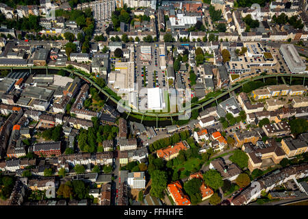 Vue aérienne, le monorail de Wuppertal, cadre en acier, les transports publics, la vallée de la Wupper, Wuppertal, la région du Bergisches Land, Banque D'Images