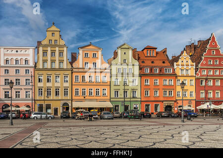 Le marché du sel (Plac Solny) est un endroit dans la vieille ville de Wroclaw, Wroclaw, en voïvodie de Basse-Silésie, Pologne, Europe Banque D'Images