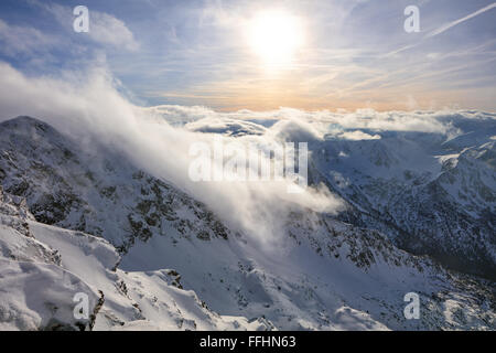Panorama depuis la montagne Kasprowy Wierch dans Hight Tatras, Pologne Banque D'Images