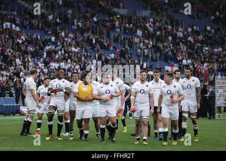 Rome, Italie.14er février,2016. Équipe de l'Angleterre après la victoire sur l'Italie en tournoi des Six Nations en Italie contre l'Angleterre©Massimiliano Carnabuci/Alamy news Banque D'Images