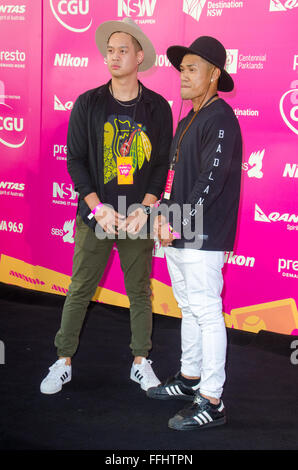 Sydney, Australie. 14Th Feb 2016 : VIP's et célébrités vu en arrivant sur le tapis noir à la Tropfest Short Film Festival. Credit : mjmediabox/Alamy Live News Banque D'Images