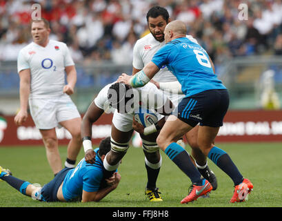 EnglandÕs Maro Itoie en action durant les Six Nations rugby union match international entre l'Italie et l'Angleterre . Où l'Angleterre bat l'Italie au score à 39-9 au stade olympique de Rome Banque D'Images