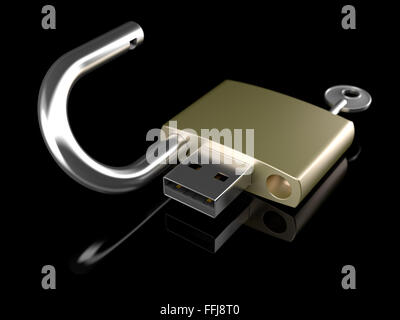 Concept d'ouvrir avec la clé lecteur USB Banque D'Images
