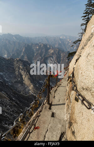 Sentier du mont Huashan Danger, la Chine. Banque D'Images