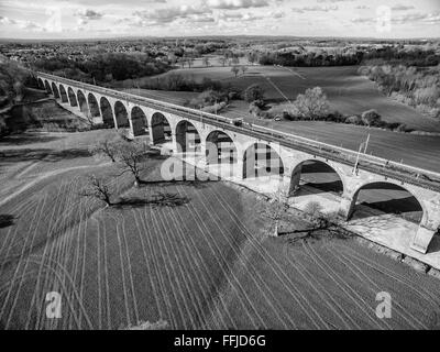 Holmes Chapel viaduc de chemin de fer réseau photos aériennes lors de grands travaux de génie civil 14 février 2016 Banque D'Images