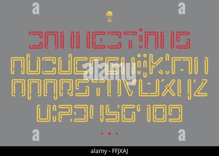 Jeu de ligne coupée alphabet isolées des lettres et des chiffres. vector design contemporain type de polices de caractères modernes icônes logo. Illustration de Vecteur