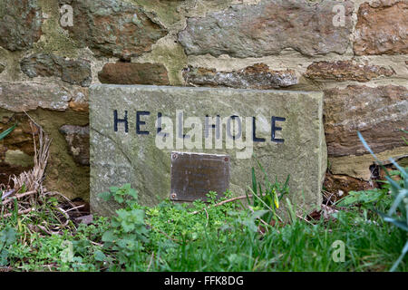 Hell Hole pathway signe, Cropredy, Oxfordshire, England, UK Banque D'Images