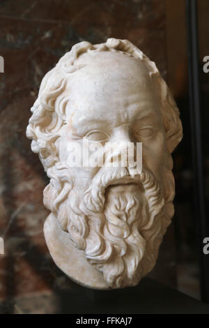 Socrates (470/469-399 av. J.-C.). Philosophe Grec classique. Buste de Socrate. 1er siècle avant J.-C., l'Italie ( ?). En. Musée du Louvre. Banque D'Images