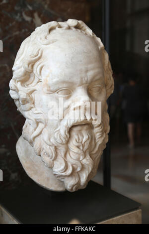 Socrates (470/469-399 av. J.-C.). Philosophe Grec classique. Buste de Socrate. 1er siècle avant J.-C., l'Italie ( ?). Marbre. Musée du Louvre. Banque D'Images