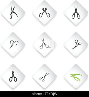 Ciseaux Icons set Illustration de Vecteur