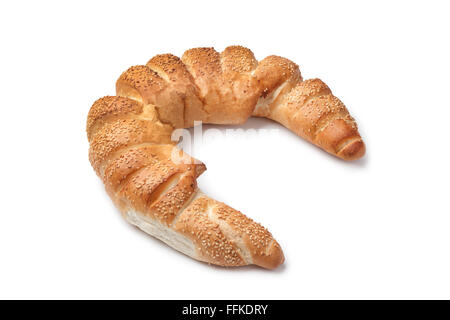 Turc frais Pain blanc sur fond blanc Banque D'Images