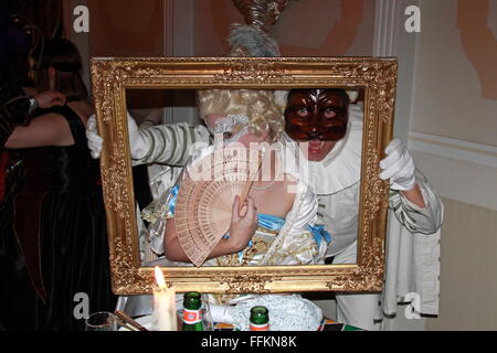 Bal masqué à l'Hôtel Carlton on the Grand Canal, Venice Carnival 2016, Vénétie, Italie, Mer Adriatique, de l'Europe Banque D'Images