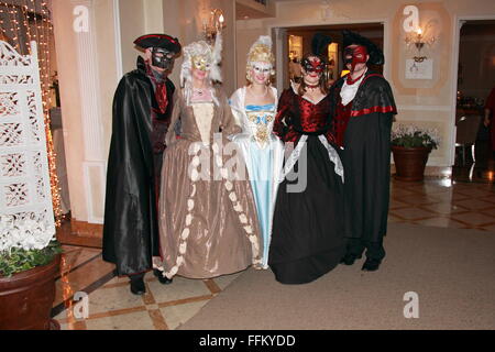 Bal masqué à l'Hôtel Carlton on the Grand Canal, Venice Carnival 2016, Vénétie, Italie, Mer Adriatique, de l'Europe Banque D'Images