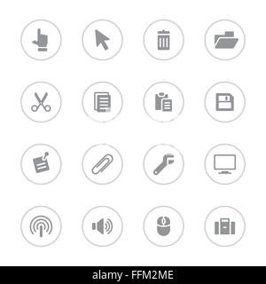 [JPEG] télévision simple gris icon set 3 avec châssis circulaire Banque D'Images