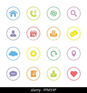 [EPS10] télévision simple coloré icon set 1 avec châssis circulaire Illustration de Vecteur