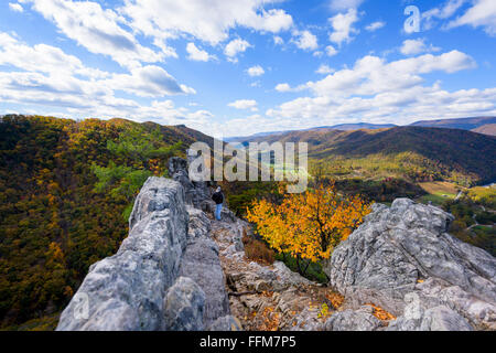 Vue de la vallée de Seneca Rocks, State Park, West Virginia Banque D'Images