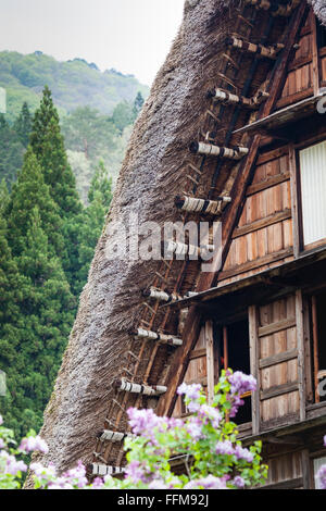 Japonaise traditionnelle et historique village Ogimachi - Shirakawa-go, Japon Banque D'Images