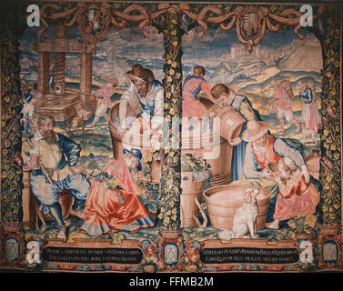 Allégories, octobre, tapisserie, détail, par Hans van der Biest, après le design par Peter Candid, Munich, Allemagne, vers 1615, résidence musée, Munich, Allemagne, droits additionnels-Clearences-non disponible Banque D'Images