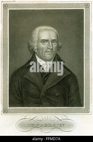 Thomas Jefferson, né en 1743 près de Charlottesville Shadwell / Virginia / USA, est décédé 1826 sur Monticello / Virginie, 3e président des USA, gravure sur acier de 1850 , à partir d'un livre du 19e siècle, Editorial-Use-seulement Banque D'Images