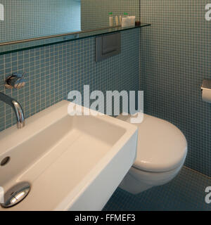 Salle de bains d'une maison moderne, lavabo et toilettes Banque D'Images
