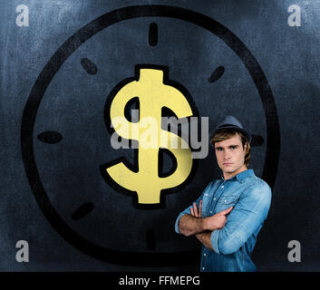 Composite image hipster croisant les bras Banque D'Images
