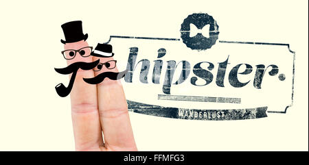 Image composite de deux doigts avec moustache Banque D'Images