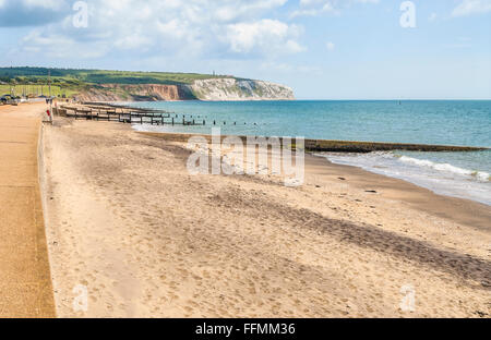Vue sur la plage de Sandown à l'île de Wight, Angleterre du Sud Banque D'Images