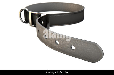 Une ceinture en cuir ordinaire qui a été resserré sur une très étroite blanc fond isolé studio Banque D'Images