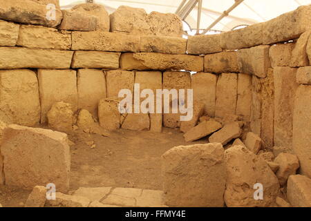 Hagar Qim (debout / pierres mégalithiques culte) complexe du temple, Malte Banque D'Images