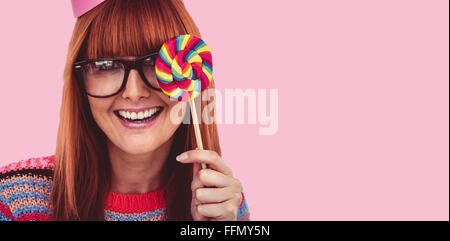 Libre de hipster femme avec Lucette et hat party Banque D'Images