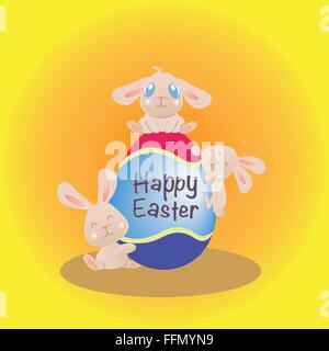 Lapin de Pâques trois sautant sur l'œuf Illustration de Vecteur