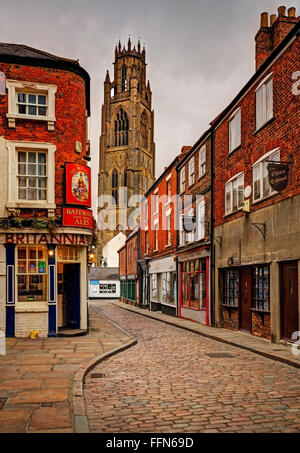 La rue de l'église, par le Boston Stump Banque D'Images