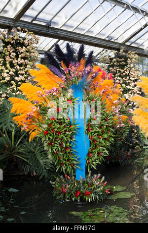 L'affichage à l'intérieur du festival d'Orchidées Princes de Galles au Conservatoire botanique de Kew gardens. London, UK Banque D'Images