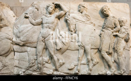 Détail d'une des sculptures du Parthénon ou "Parthénon", la Grèce antique et à Rome, galeries, British Museum, Londres, Royaume-Uni Banque D'Images