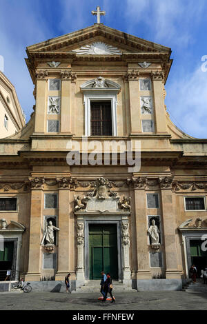 Jésus, l'église Chiesa del Gesù ou Chiesa del Gesù e dei Santi Ambrogio e Andrea, de la Piazza Matteotti, la ville de Gênes, Ligurie, Italie. Banque D'Images