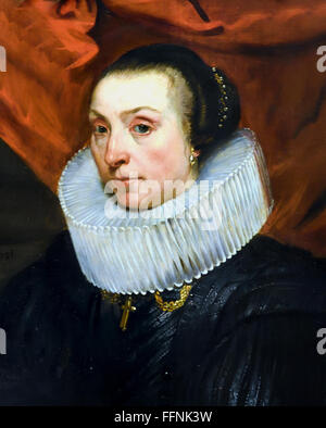 PORTRAIT D'UNE DAME DE QUALITÉ - PORTRAIT DE FEMME DE QUALITÉ Antoon - Antoine van Dyck 1599-1641 belge flamande Banque D'Images