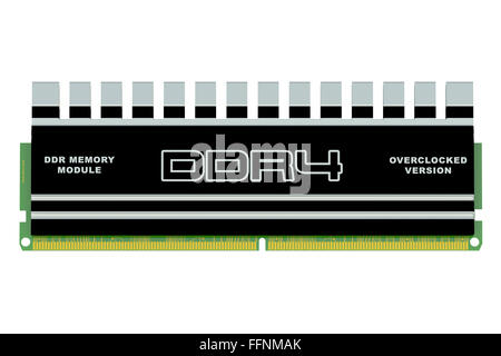 Module de mémoire DDR4 isolé sur fond blanc Banque D'Images