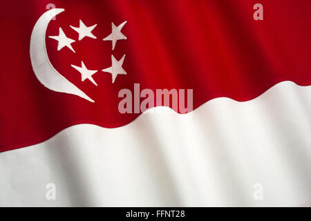 Drapeau de Singapour fait de coton cousu BUNTING Banque D'Images