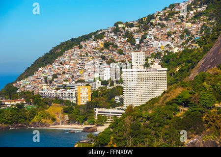 Hôtel Sheraton et Favela Vidigal. Rio de Janeiro. Brésil Banque D'Images