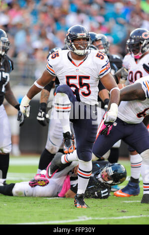 7 octobre 2012 - Jacksonville, FL, USA - Chicago Bears secondeur extérieur Lance Briggs (55) pendant les ours 41-3 gagner les Jacksonville Jaguars à l'EverBank Field sur le 7 octobre 2012 à Jacksonville, en Floride. ..ZUMA Press/Scott A. Miller. (Crédit Image : © Scott A. Miller via Zuma sur le fil) Banque D'Images