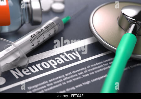 - Neuropathie Diagnostic imprimé sur fond gris. Banque D'Images