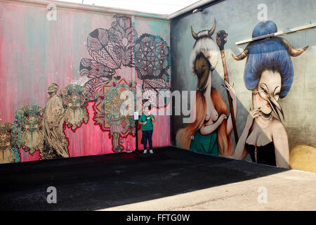 Peintures Graffiti à murs Wynwood à Miami Banque D'Images