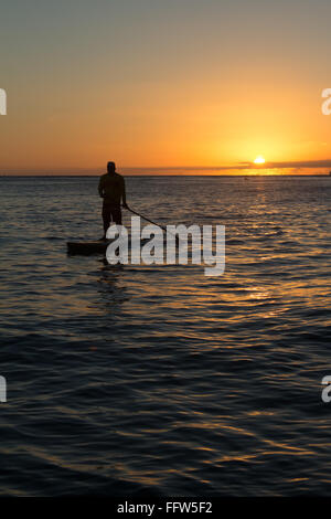 Coucher du soleil Paddle Boarder Banque D'Images