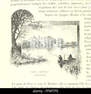 'Les environs de Paris' est un livre français présentant les environs de Paris, illustré de dessins de la nature par G. Fraipont. Il comprend une carte et des descriptions détaillées des régions autour de Paris, offrant un aperçu des paysages et des monuments en dehors de la ville. Banque D'Images
