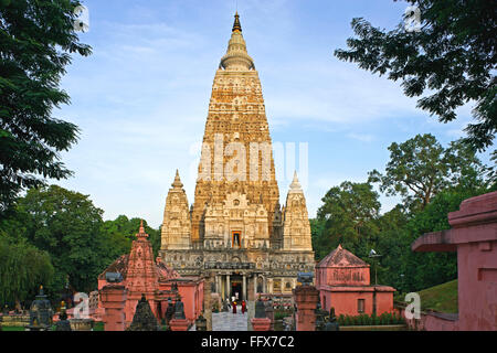 Temple Mahabodhi, Mahabodhi Mahavihar, site du patrimoine mondial de l'UNESCO, temple bouddhiste, Bodh Gaya, Bodhgaya , Bihar , Inde ; Asie Banque D'Images