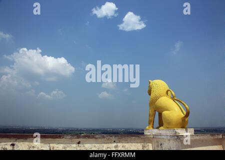 La sculpture du lion dans la Pagode de la paix à Dhauli Orissa en Inde Banque D'Images